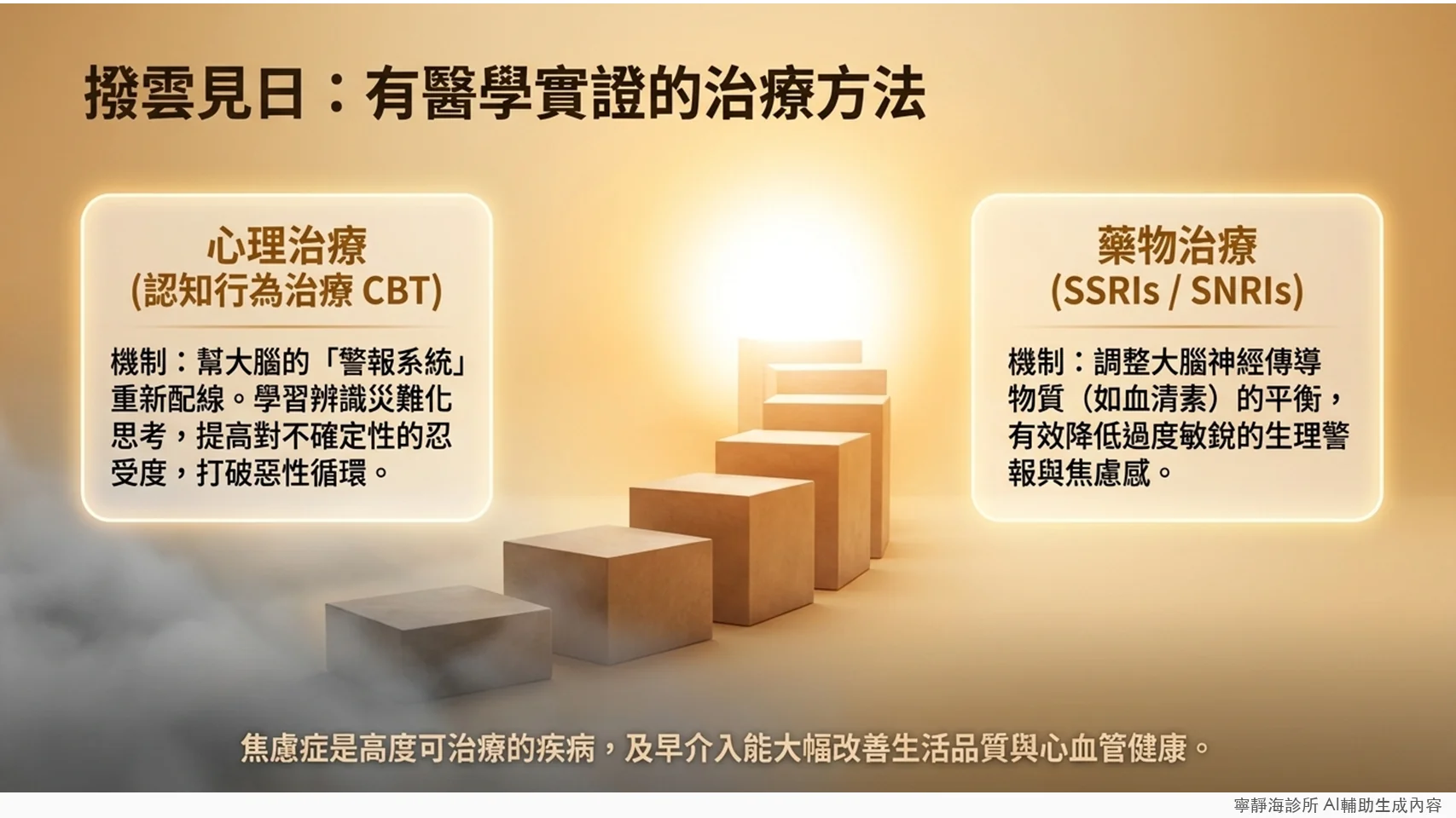 廣泛性焦慮症治療方式：認知行為治療CBT與SSRIs/SNRIs藥物治療