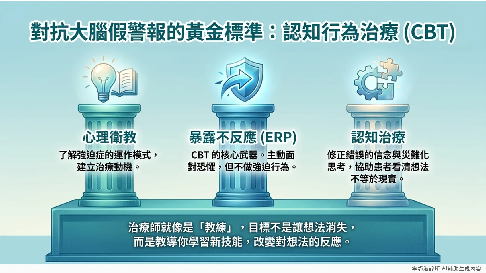 強迫症認知行為治療三大要素：心理衛教、暴露不反應ERP、認知治療