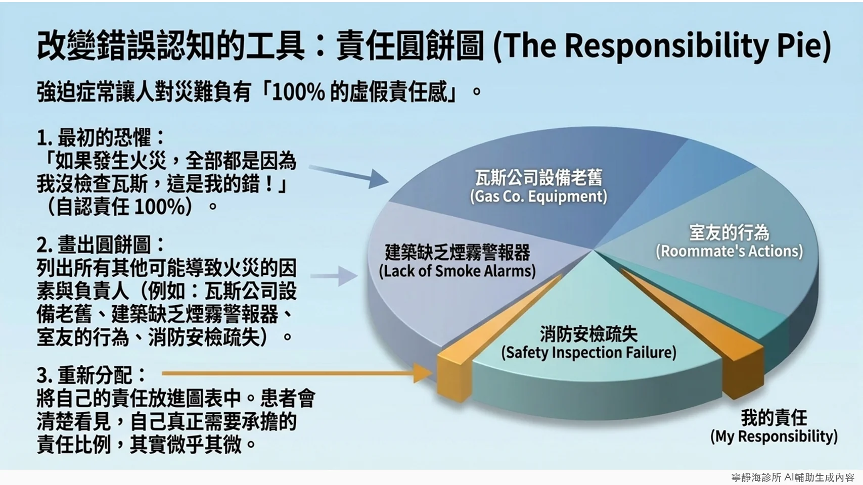 強迫症認知治療工具責任圓餅圖：拆解100%虛假責任感
