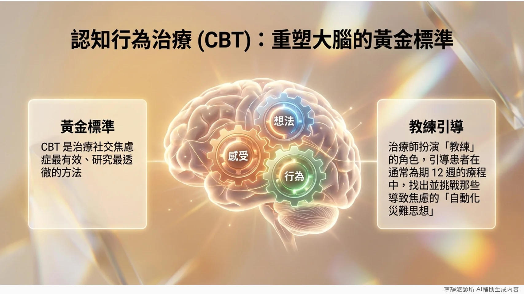 認知行為治療CBT：社交焦慮症最有效的治療方式，通常為期12週