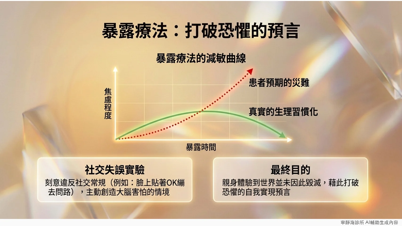 暴露療法減敏曲線：焦慮程度隨暴露時間下降，打破患者預期的災難