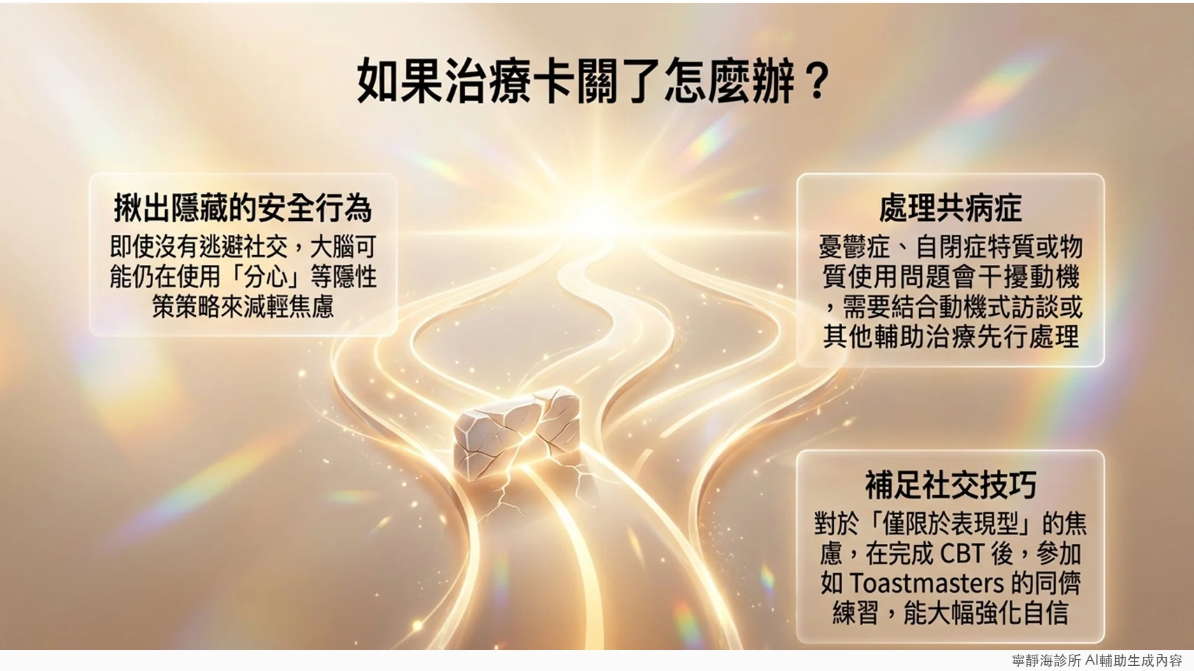 社交焦慮症治療卡關的處理方式：隱藏的安全行為、共病症、社交技巧補強