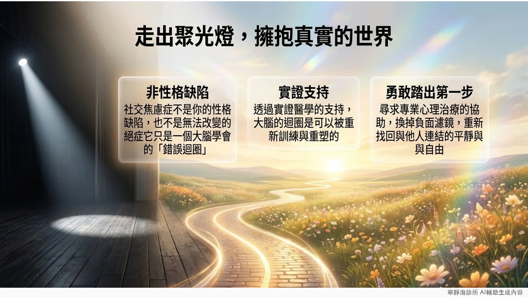 社交焦慮症並非性格缺陷，具有實證醫學支持的可治療性